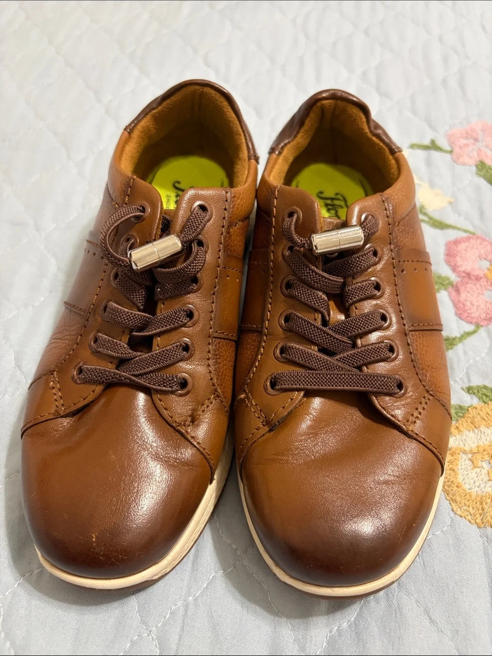 Boys Florsheim Great Lakes Lace to Toe Sneaker Jr Cognac Leather Size 11.5  US